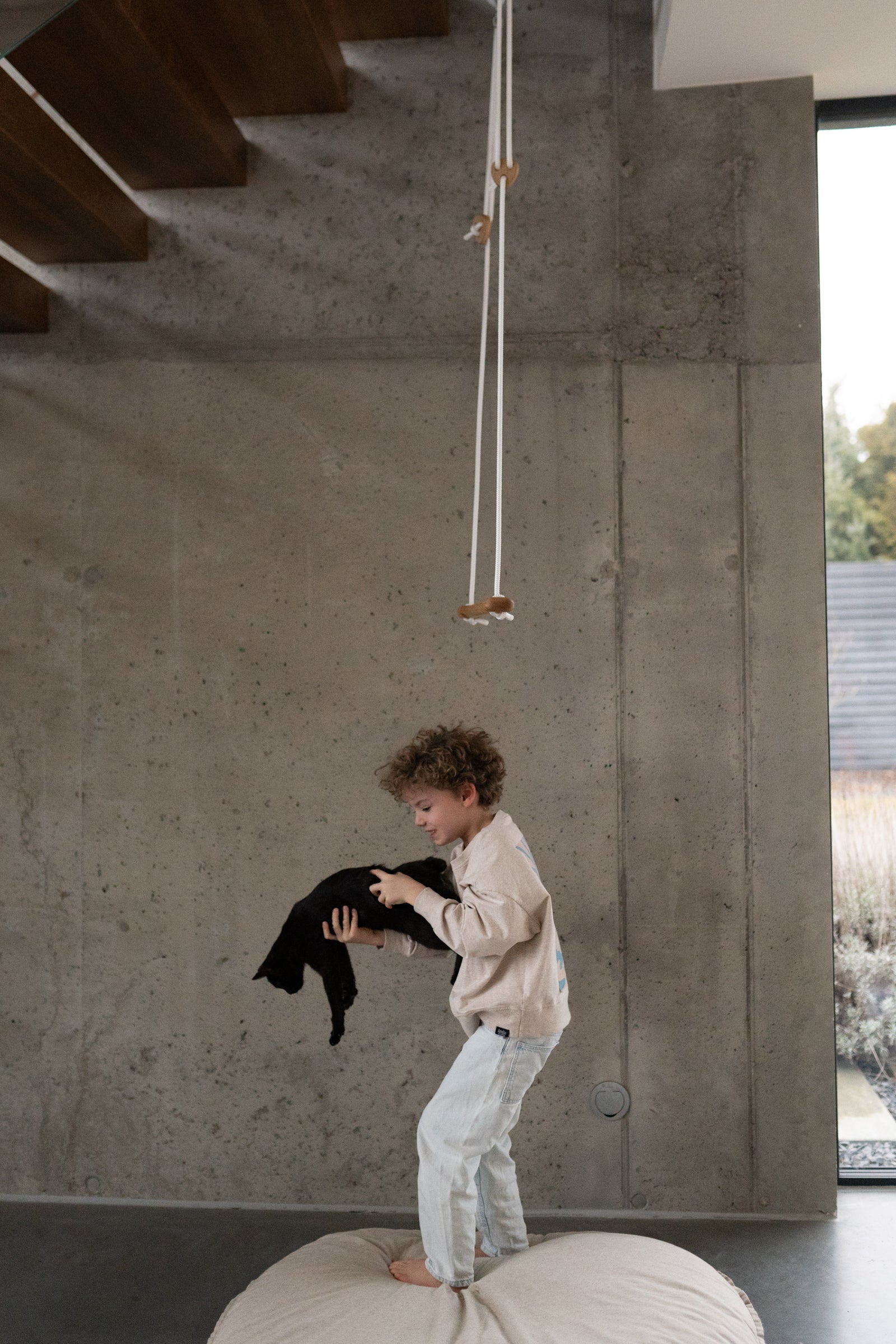 BONE trapeze | oak - beige rope