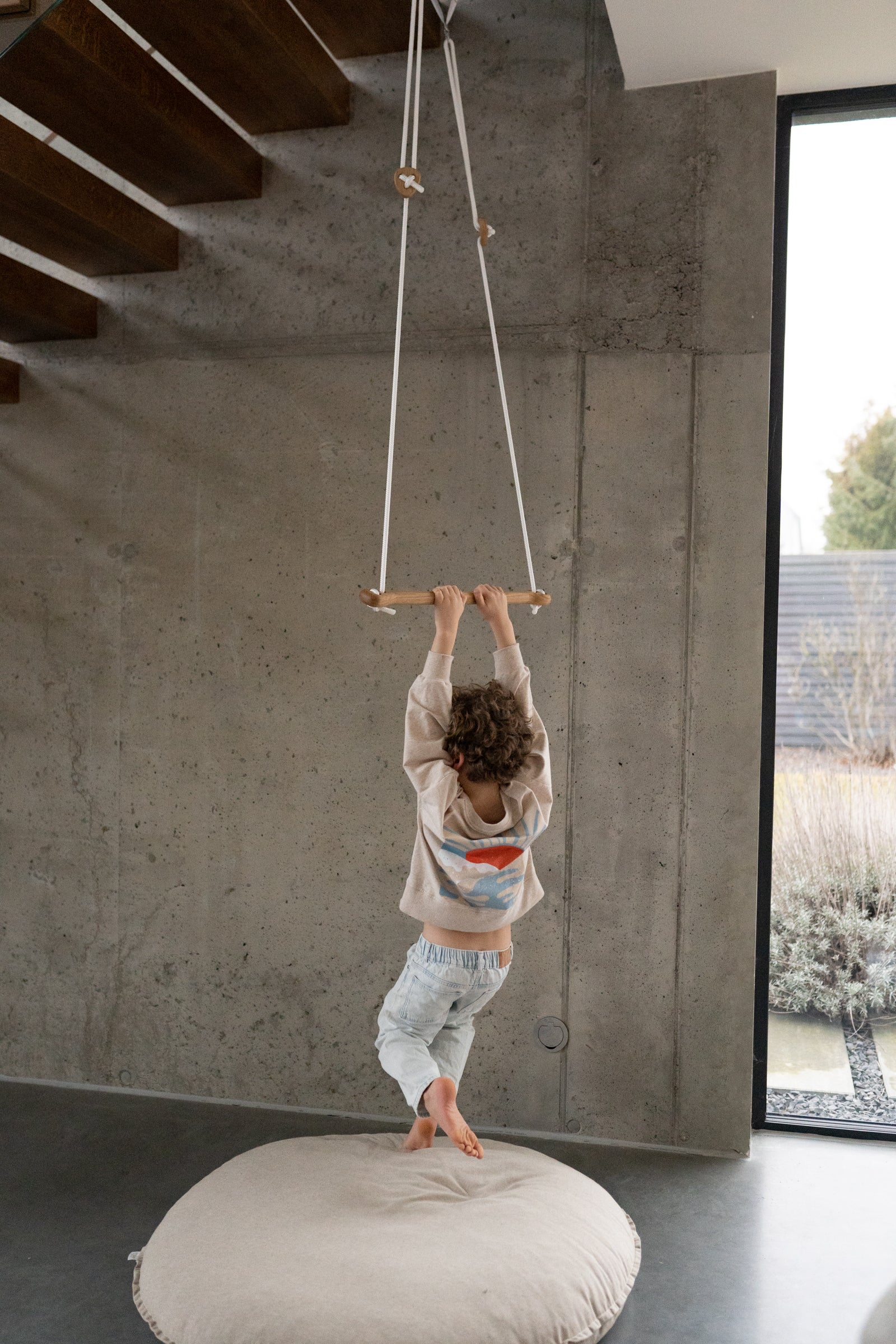 BONE trapeze | oak - beige rope